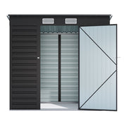 6.3x4.3ft Large Metal Garden Shed Flat Roof Tools Bike Storage House Anthracite