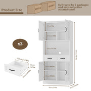 Kitchen Pantry Cupboard, 180 cm Tall Storage Cabinet with Countertop, 4-door