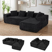 JUMBO CORD MODULAR L SHAPE CORNER SOFA 4 SEATER FURNITURE SETTEE SUITE POUFFE UK
