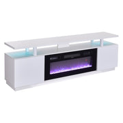 Living Room TV Stand Unit Cabinet with Electric Fireplace 12 Colour LED Lights