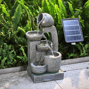 Solar Powered Garden Water Feature Outdoor Water Fountain Cascade with LED Light