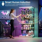 5 Tier Glass Display Cabinet with RGB Lights Lockable Curio Cabinet Display