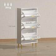 Slim Shoe Storage Cabinet with 3 Flip Drawers for Hallway, White