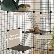 Large Cat Cage, Indoor Cat Enclosure, Four-Tier Cat Playpen with Hammock, Ramps
