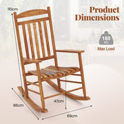 Outdoor Patio Wood Rocking Chair High-Back Poplar Wood Rocker