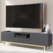 TV Unit TV Stand Sideboard Cabinet Cupboard White Gold Carved Doors Storage 180