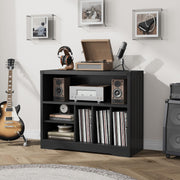 Farmhouse Record Player Stand Wooden Turntable Cabinet w/ 6 Vinyl Storage Cubes
