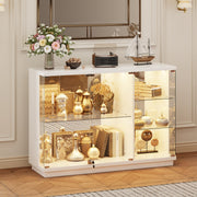 Lockable Glass Display Cabinet 3-Colour LED Lighting for Figures Collectibles