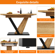 Extendable Dining Table Kitchen Table with MDF Top, Metal Legs 120-160x75x75.5cm