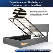 NEW OTTOMAN STORAGE UPHOLSTERED BED FRAME 4FT6 DOUBLE WITH USB PORT & LED LIGHT