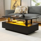 Led Coffee Table With 2 Drawer Storage, High Gloss Coffee Table For Living Room