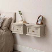 Pair of Taupe-Grey Wall Mounted Bedside Tables - Daventry Taupe-Grey Range