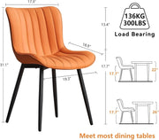 Set of 2 Faux Leather Dining Chairs High Back Padded Metal Leg Kitchen Chairs UK