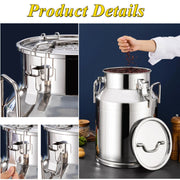 Stainless Steel Milk Churn Can Container Ghee Pot with handle&lid Large Capacity