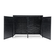 Double Wheelie Bin Storage Garden Rubbish Dustbin 2 Shed PE Rattan Store Cover
