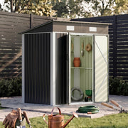 Garden Shed 6X4FT Metal Pent Roof Outdoor Storage Tool House with Lockable Door