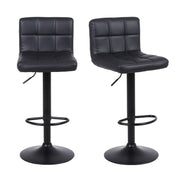 3 Black Bar Stools Breakfast Chairs Faux Leather Swivel, Black Metalwork