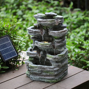 Solar Power Water Fountain Feature LED Lights Outdoor Garden Stone Statues Decor