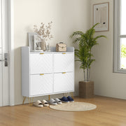 Narrow Shoe Storage Cabinet with 4 Flip Drawers for 16 Pairs of Shoes