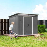 9ft x 6.5ft Garden Storage Shed with Top Window, Metal Outdoor Shed Tool House