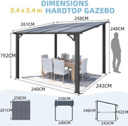 3 x 3m Wall Mounted Pergola Outdoor Aluminium Gazebo Patio Lean to Awning Deck