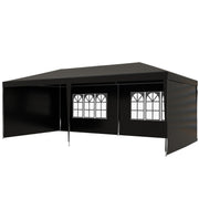 6m x 3m Garden Gazebo Marquee Canopy Party Tent Canopy Patio Black