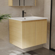 600mm White Vanity Unit Wall Hung Basin 2 Drawer Bathroom Storage Cabinet Gloss