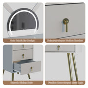 Dressing Table with LED Light Mirror Vanity Desk Makeup Table 5 Drawers Cabinet