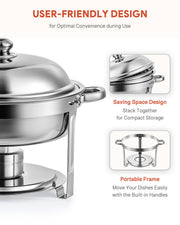 WILPREP 6 Pack Chafer Chafing Dish 5L Set Stainless Steel Bain Marie Food Warmer