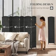 6 Panel Folding Room Divider, Privacy Screen, 240 x 170cm, Black