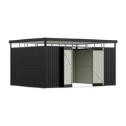 13x10ft Garden Storage Shed Bike Metal Tool House Storage Lockable Dual Doors