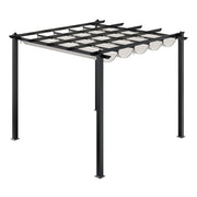 3 x 3 m Metal Pergola Gazebo Patio Sun Shelter Retractable Canopy Garden Shelter