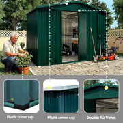 8 x 6ft Garden Storage Shed Outdoor Metal Garden Sheds with Sliding Door & Vents