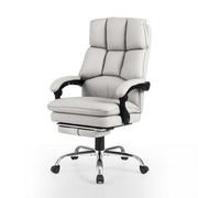 Office Desk Chair Ergonomic Padded Reclining Chair w/ Footrest-White