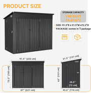 Garden Shed 8x4ft Outdoor Storage Waterproof Bike Tool Shed Triple Lock Plastic