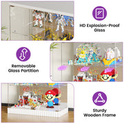 Glass Display Cabinet with Lock & RGB LED Lights — Figurine Showcase, Lockable