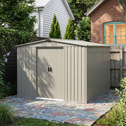 10 x 8FT Garden Shed Metal Apex Roof Outdoor Storage House With Free Foundation