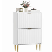 Slim Shoe Storage Cabinet with 2 Flip Drawers for Hallway, White