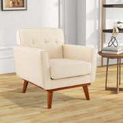 Modern Accent Chair Upholstered Linen Fabric Armchair