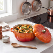 Pumpkin Shaped Enameled Cast Iron Casserole Pot with Lid Halloween Dutch Oven