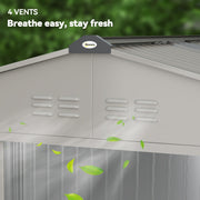 9 x 6FT Galvanised Garden Storage Shed with Sliding Door, Grey