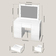 Vanity Makeup Desk Dressing Table with Led Lights Large Mirror 7 Drawers White