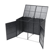 Double Wheelie Bin Storage Garden Rubbish Dustbin 2 Shed PE Rattan Store Cover