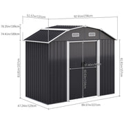 7.5X4FT Metal Garden Shed Curve Roof With FREE Foundation Base Storage House New
