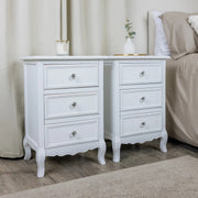 Pair white bedside tables chests vintage French shabby chic bedroom furniture