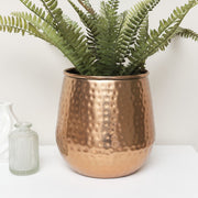 Round Copper hammered metal planter plant pot decorative botanical vase gift
