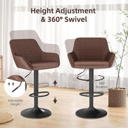 Bar Stools Set of 2 Adjustable Swivel Velvet Brown Modern Kitchen Dining