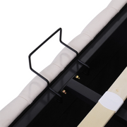 Ottoman Bed Gas Lift Storage Bed 4ft6 Double Bed Frame Velvet Upholstered Beige