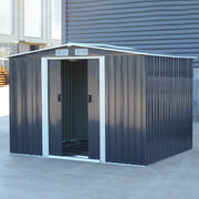 6x8 FT Peak Roof Steel Storage Shed, Pre-drilled Steel Panels, Outdoor Tool Shed