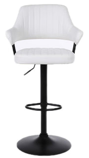 2 X PLUSH WHITE BAR STOOLS, GAS LIFT, BREAKFAST KITCHEN BAR PADDED ARMS & BACK